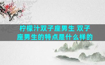 柠檬汁双子座男生 双子座男生的特点是什么样的